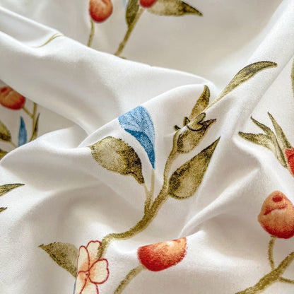 Vintage Red Berries Print Bedding Set bed sheet bedsheets cottagecore