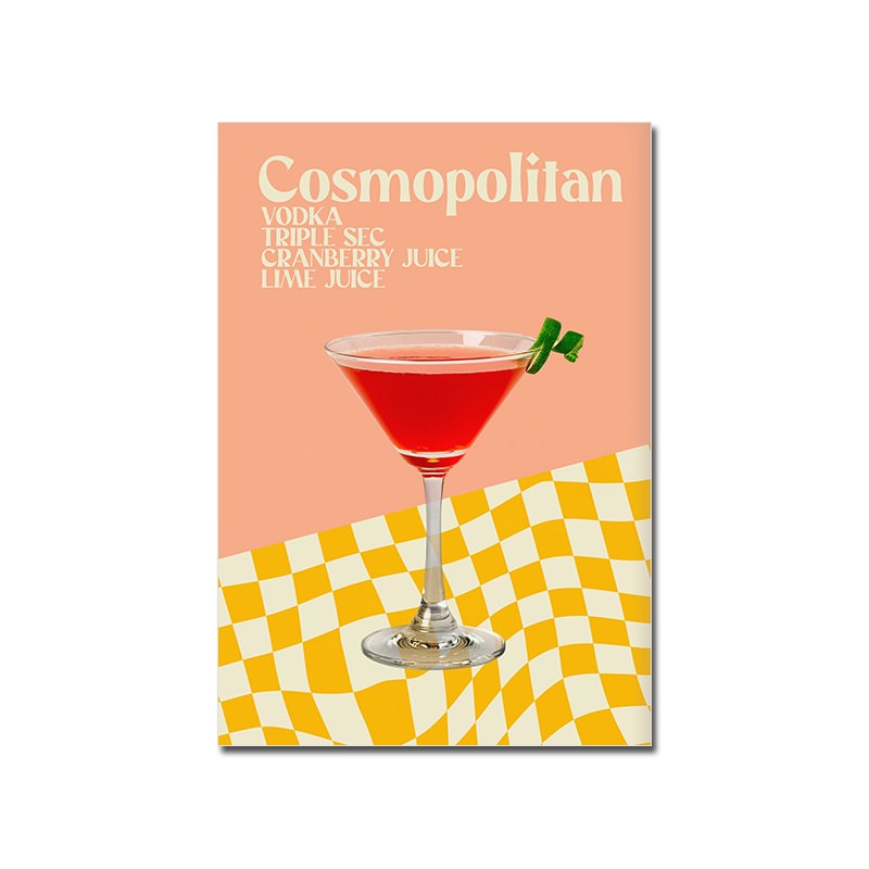 Vintage Cocktail Bar Canvas Posters checker checkered