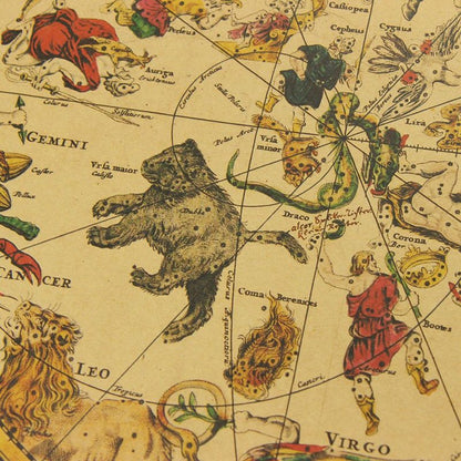 Retro Zodiac Constellation Map Poster earth map retro SUB CATEGORY_Posters vintage