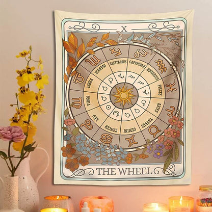 The Zodiac Wheel Tarot Tapestry