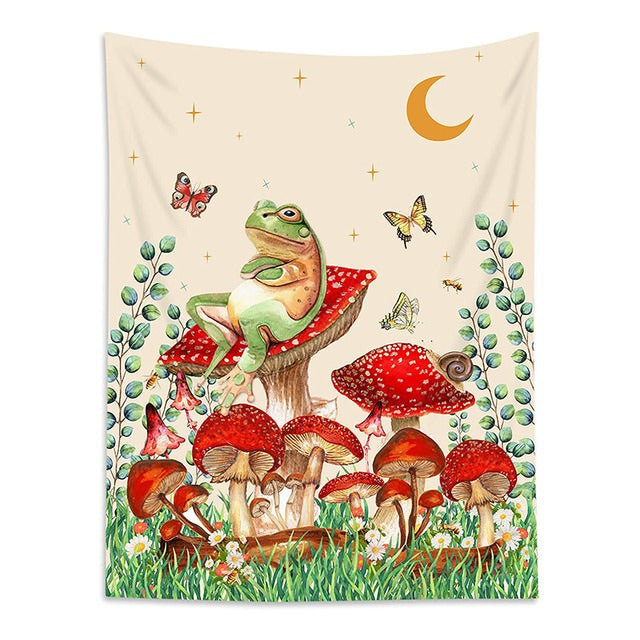 Waiting for You Tapestry frog mushroom frog