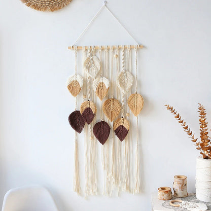 Boho Aesthetic Macrame Leaves Wall Hanging AESTHETIC_Boho macrame hanging SUB CATEGORY_Wall Decor