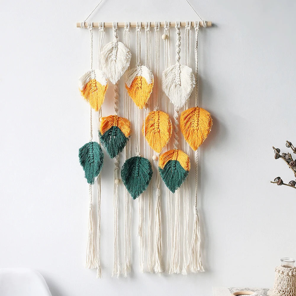 Boho Aesthetic Macrame Leaves Wall Hanging AESTHETIC_Boho macrame hanging SUB CATEGORY_Wall Decor