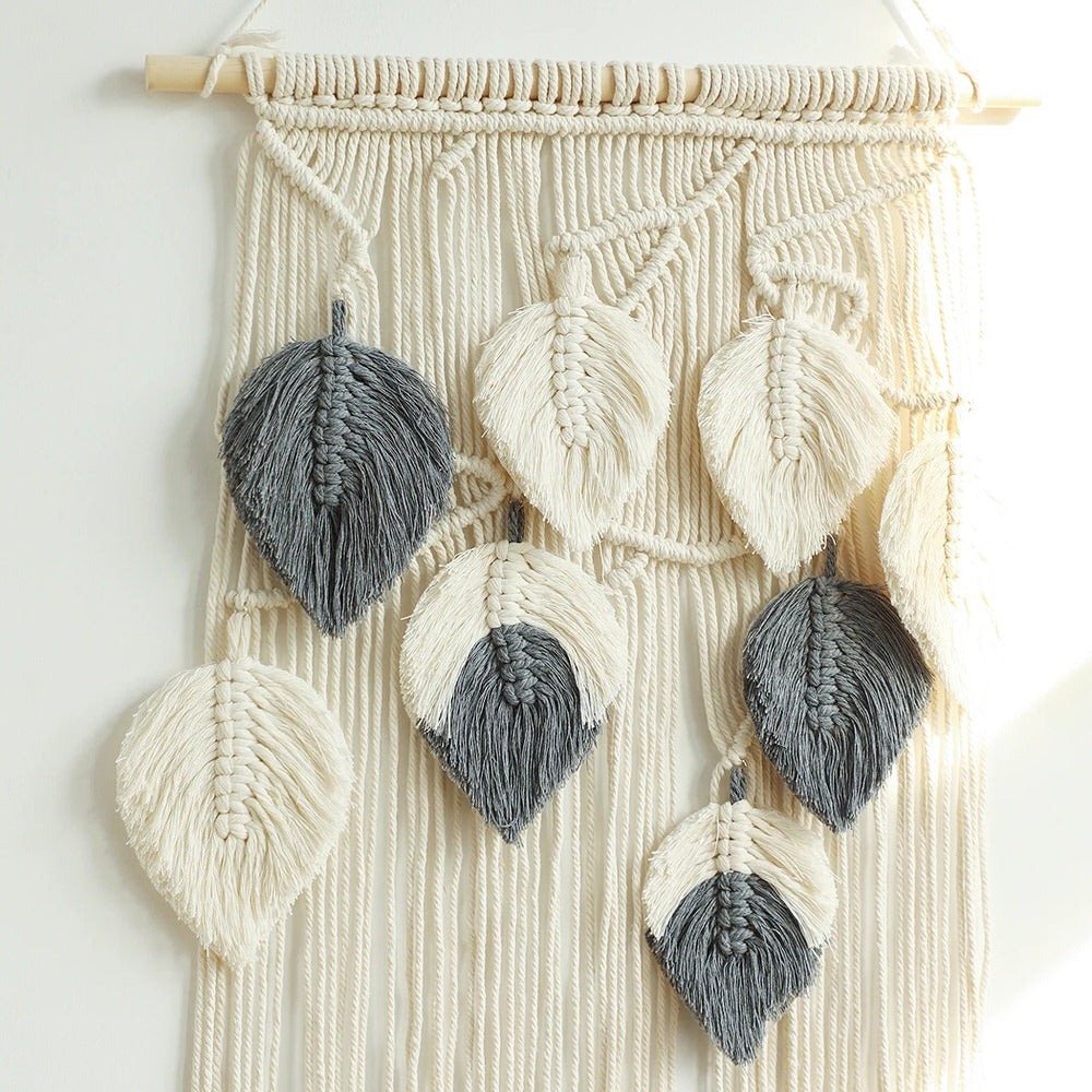 Boho Aesthetic Macrame Leaves Wall Hanging AESTHETIC_Boho macrame hanging SUB CATEGORY_Wall Decor