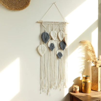 Boho Aesthetic Macrame Leaves Wall Hanging AESTHETIC_Boho macrame hanging SUB CATEGORY_Wall Decor