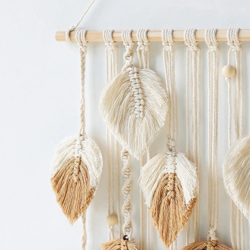 Boho Aesthetic Macrame Leaves Wall Hanging AESTHETIC_Boho macrame hanging SUB CATEGORY_Wall Decor