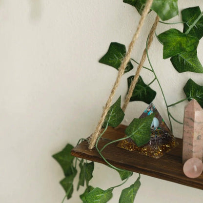 Hanging Shelves with Artificial Ivy LED-Strip Light AESTHETIC_Boho AESTHETIC_Cottagecore AESTHETIC_Soft Girl shelves SUB CATEGORY_Wall Decor