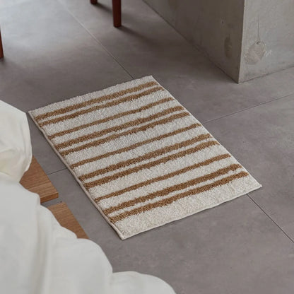 Warm Caramel Toast Striped Shaggy Accent Rug