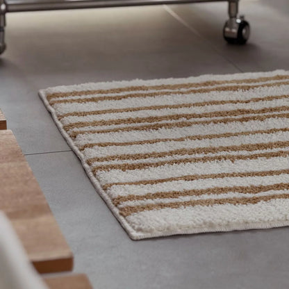 Warm Caramel Toast Striped Shaggy Accent Rug