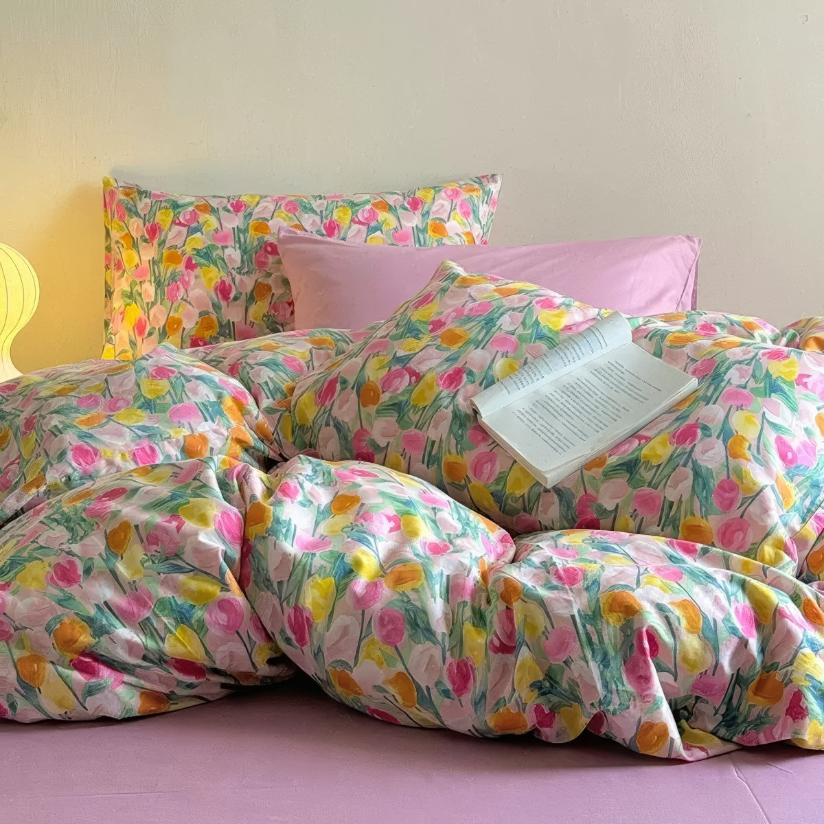 Oil Painted Tulips Print Bedding Set