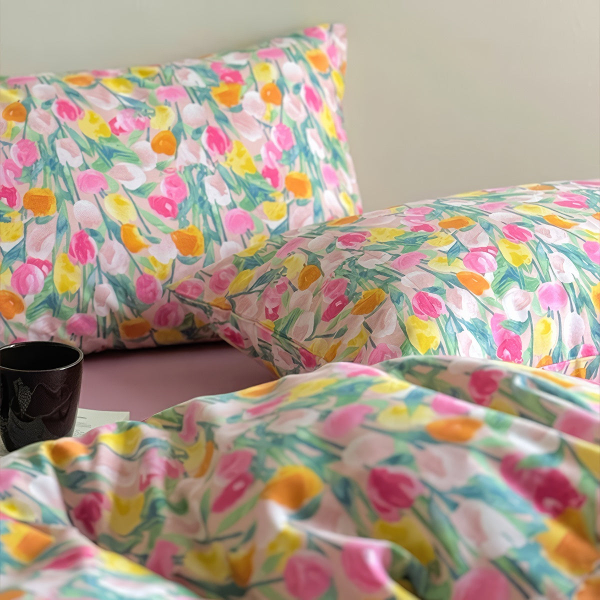 Oil Painted Tulips Print Bedding Set