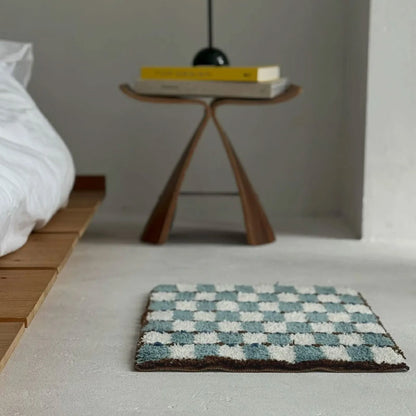 Wavy Checkerboard Plush Accent Rug