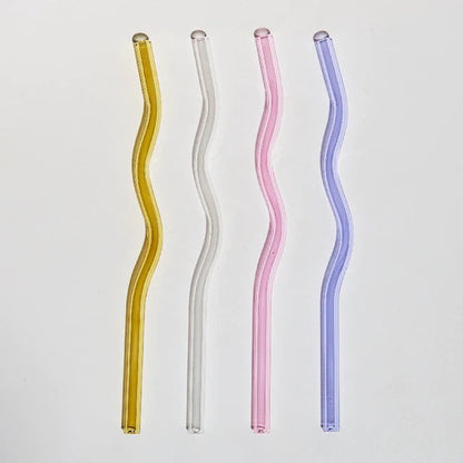 Pastel Glass Wavy Straws SUB CATEGORY_Desk Accessories