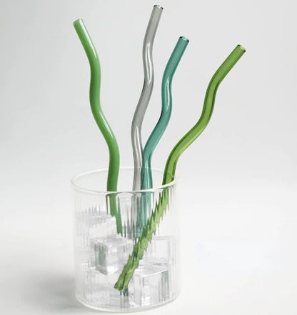 Pastel Glass Wavy Straws SUB CATEGORY_Desk Accessories