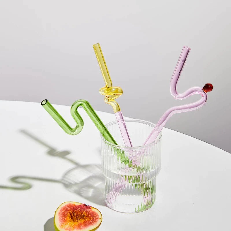 Pastel Glass Wavy Straws SUB CATEGORY_Desk Accessories