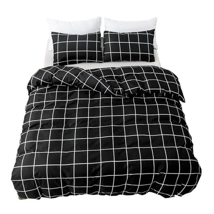 White on Black Grid Bedding Set AESTHETIC_Indie bed sheet bedsheets checker greed stripes SUB CATEGORY_Bedding Sets