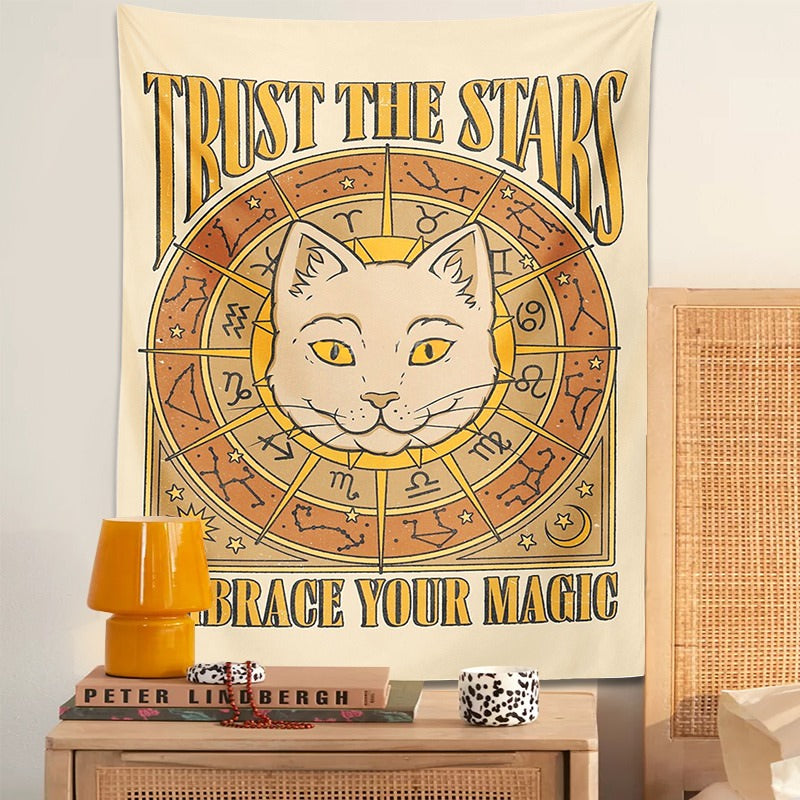 Trust The Stars Cat Tapestry cats mystery tarot witchy