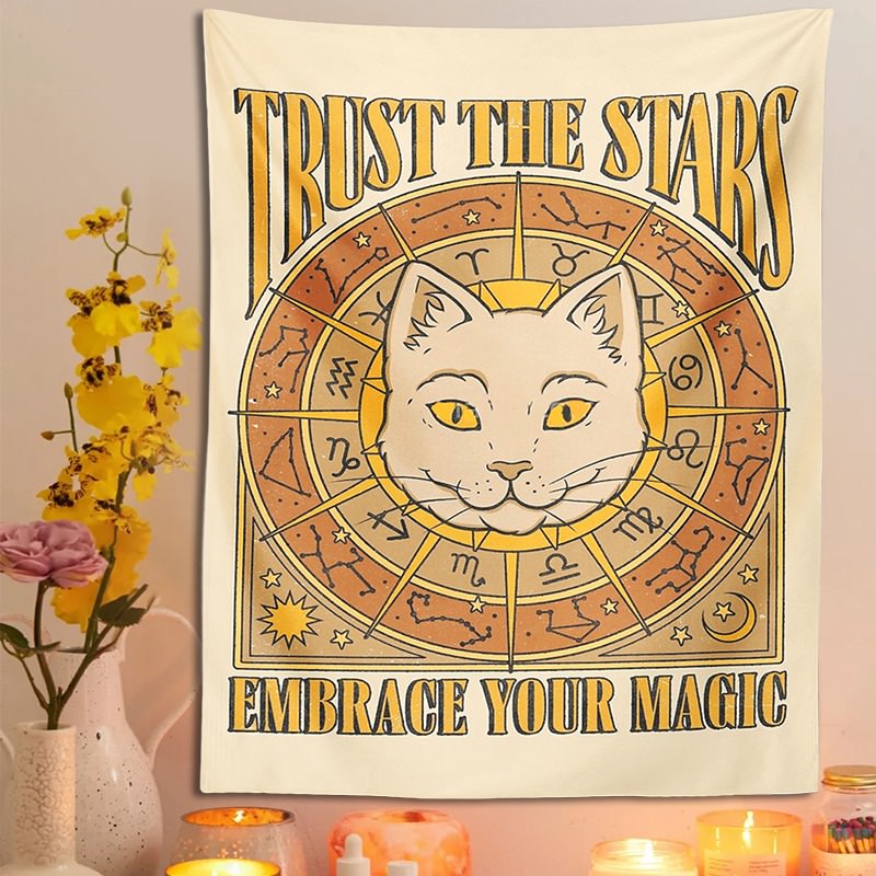 Trust The Stars Cat Tapestry cats mystery tarot witchy