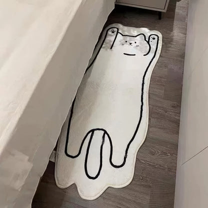 Simple Kawaii Cat Accent Bedside Rug