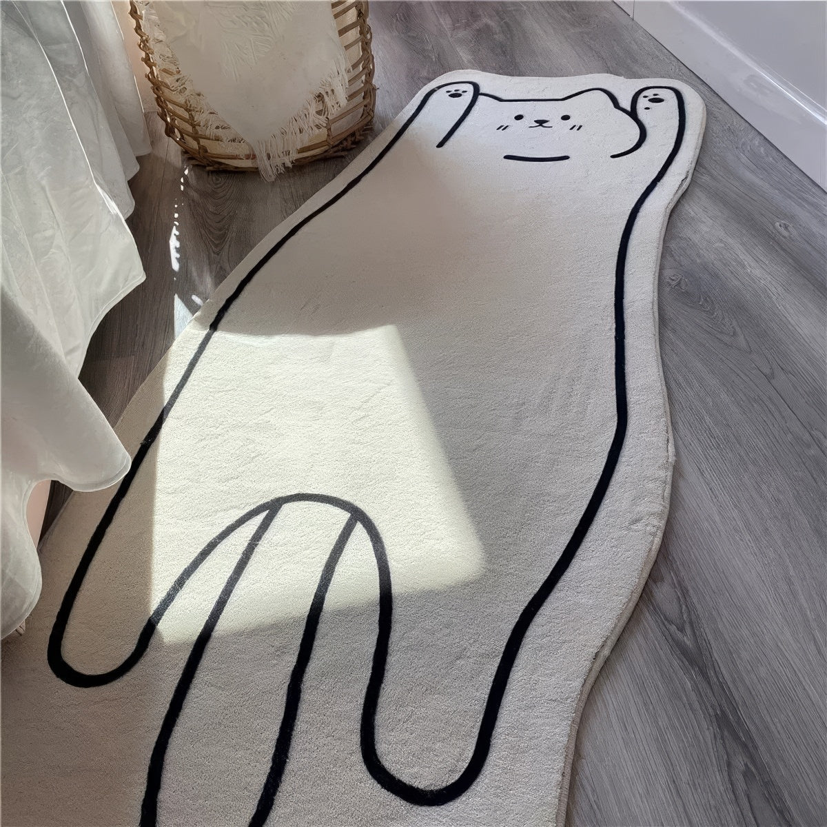 Simple Kawaii Cat Accent Bedside Rug