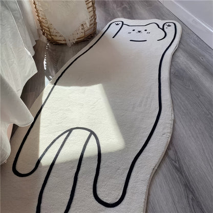 Simple Kawaii Cat Accent Bedside Rug
