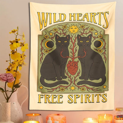 Wild Hearts Tapestry cats mystery tarot witchy