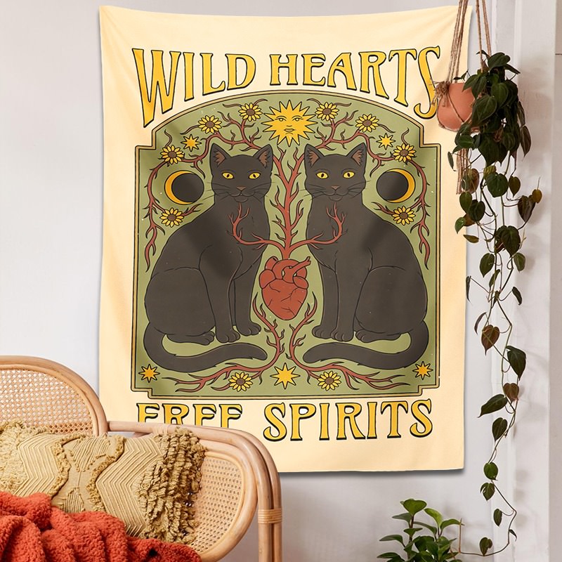 Wild Hearts Tapestry cats mystery tarot witchy