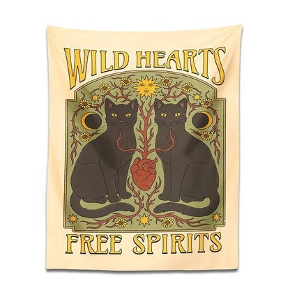 Wild Hearts Tapestry cats mystery tarot witchy