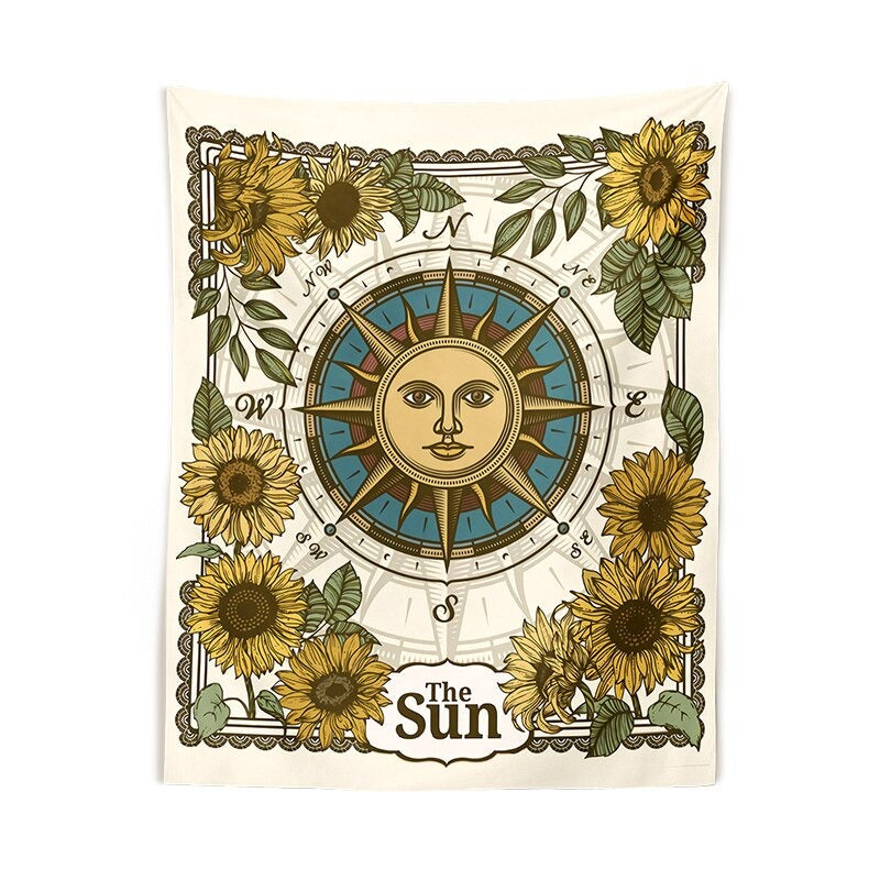 Wind Rose Sun Tapestry fairy floral SUB CATEGORY_Tapestries sunflowers witchy