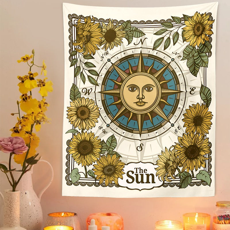 Wind Rose Sun Tapestry fairy floral SUB CATEGORY_Tapestries sunflowers witchy