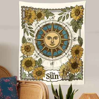 Wind Rose Sun Tapestry fairy floral SUB CATEGORY_Tapestries sunflowers witchy