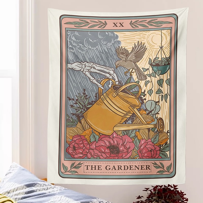 The Gardener Witchy Tarot Tapestry AESTHETIC_Witchcore fairy SUB CATEGORY_Tapestries sunflowers witchcraft witchy