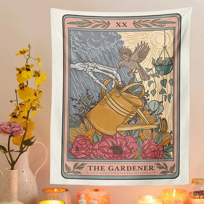 The Gardener Witchy Tarot Tapestry AESTHETIC_Witchcore fairy SUB CATEGORY_Tapestries sunflowers witchcraft witchy