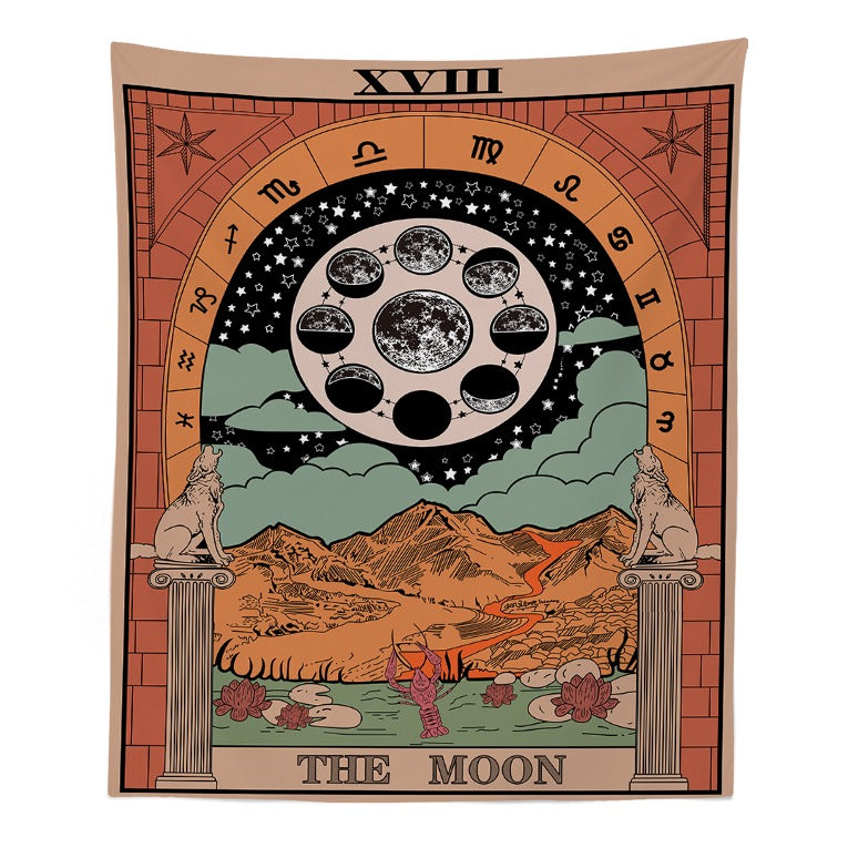 The Moon Tarot Colored Tapestry AESTHETIC_Witchcore SUB CATEGORY_Tapestries