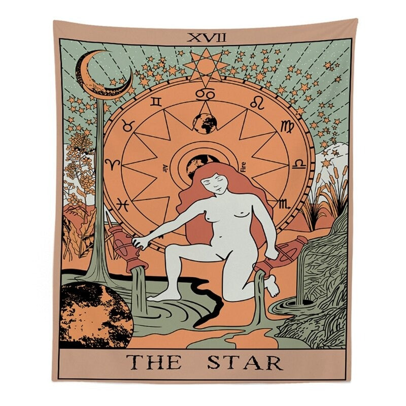 The Star Tarot Colored Tapestry AESTHETIC_Witchcore SUB CATEGORY_Tapestries