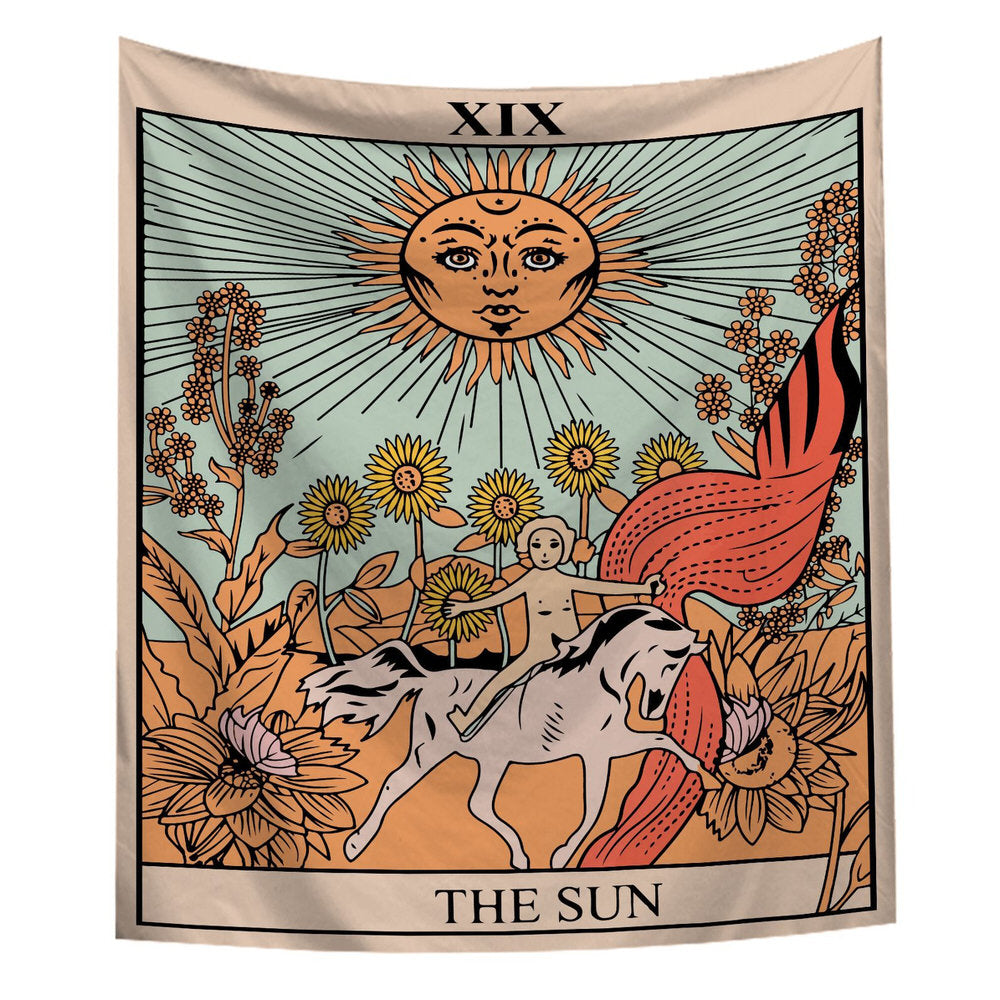 The Sun Tarot Colored Tapestry AESTHETIC_Witchcore SUB CATEGORY_Tapestries