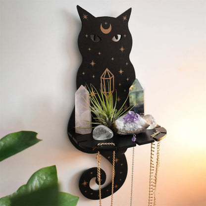 Witchy Cat Crystal Display Shelf shelf storage storage witchcraft