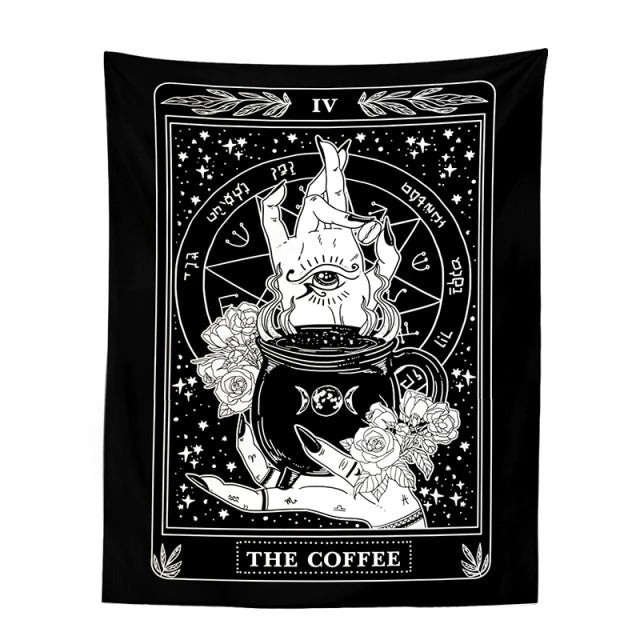 The Coffee Witchy Tarot Tapestry AESTHETIC_Witchcore fairy SUB CATEGORY_Tapestries sunflowers witchcraft witchy