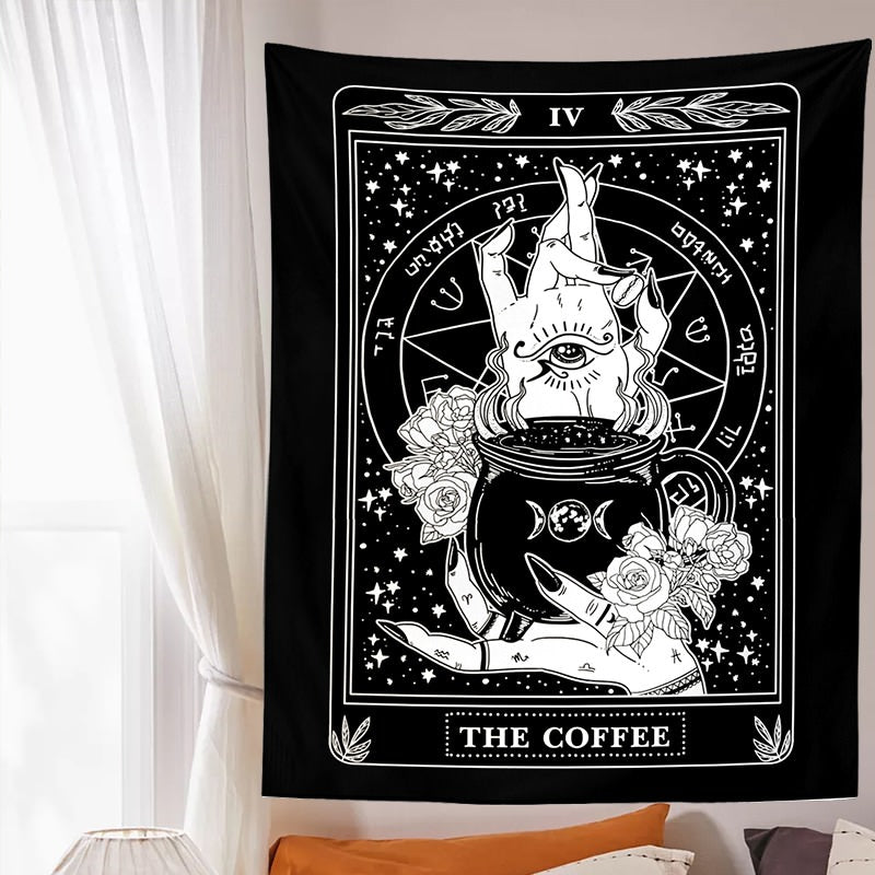 The Coffee Witchy Tarot Tapestry AESTHETIC_Witchcore fairy SUB CATEGORY_Tapestries sunflowers witchcraft witchy