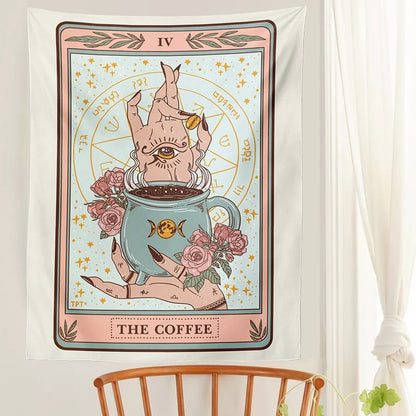 The Coffee Witchy Tarot Tapestry AESTHETIC_Witchcore fairy SUB CATEGORY_Tapestries sunflowers witchcraft witchy