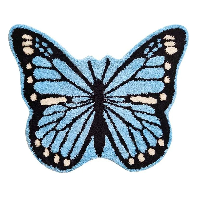 Y2K Blue Butterfly Throw Rug