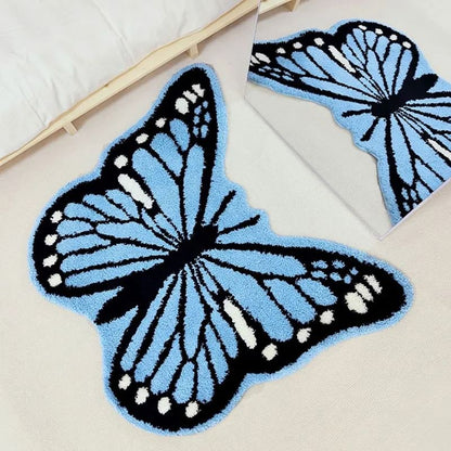 Y2K Blue Butterfly Throw Rug