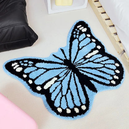 Y2K Blue Butterfly Throw Rug