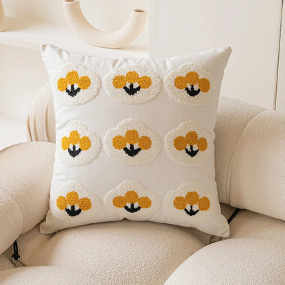 Yellow Themed Embroidered Cushion Cover cute flower embroidered little flower SUB CATEGORY_Cushion Covers