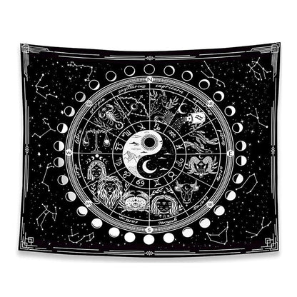 Yin Yang Zodiac Constellations Tapestry