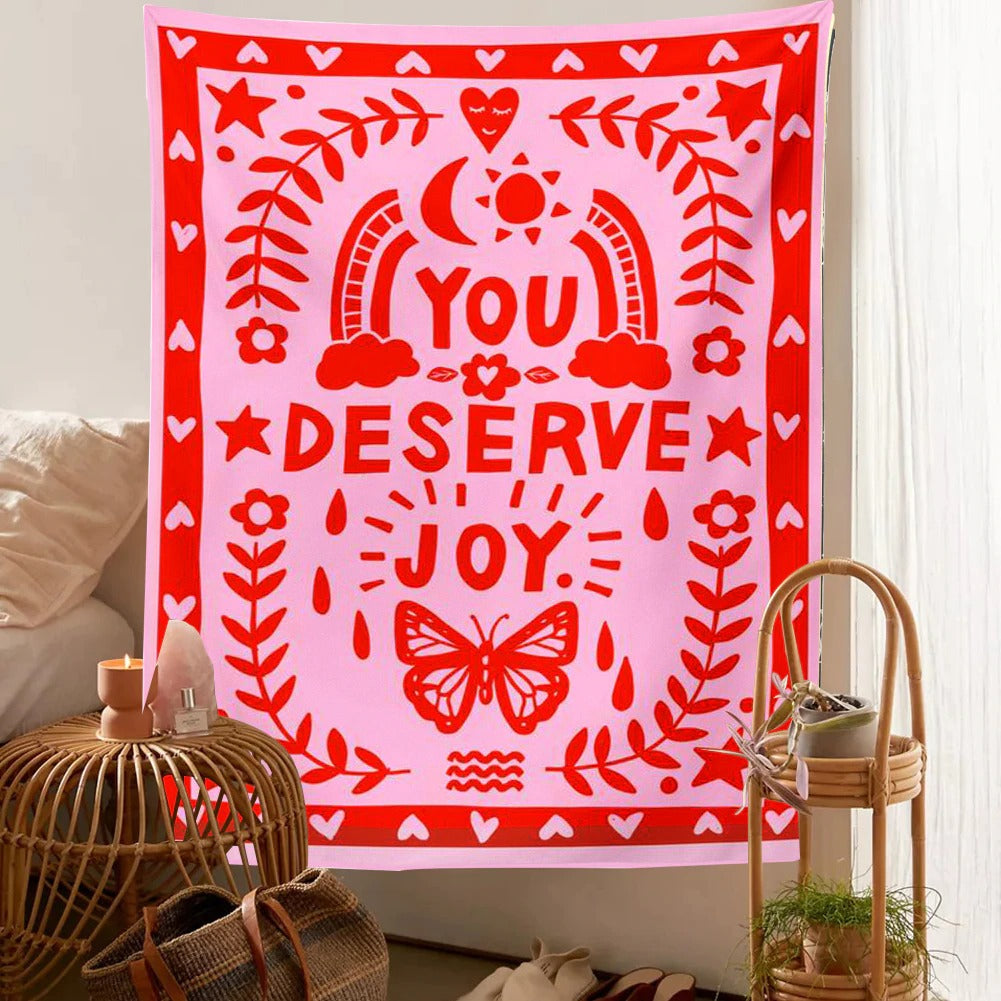 You Deserve Joy Tapestry AESTHETIC_Indie AESTHETIC_Soft Girl SUB CATEGORY_Tapestries