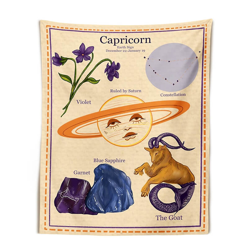 Zodiac Sign Attributes Tapestry