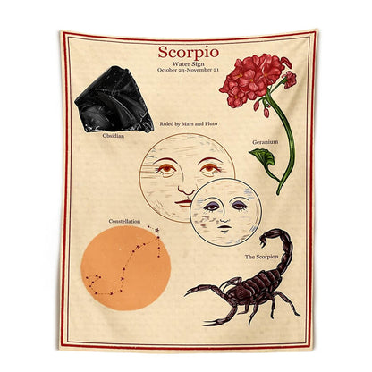 Zodiac Sign Attributes Tapestry