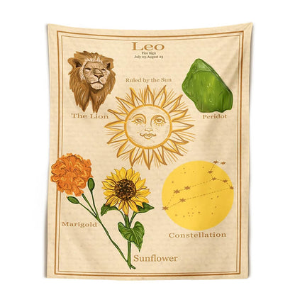 Zodiac Sign Attributes Tapestry