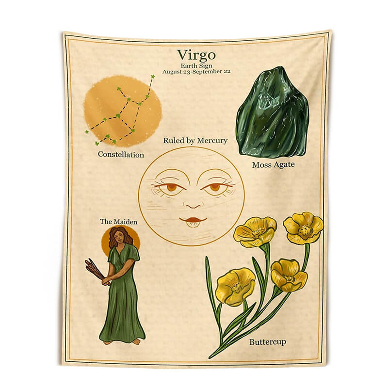 Zodiac Sign Attributes Tapestry